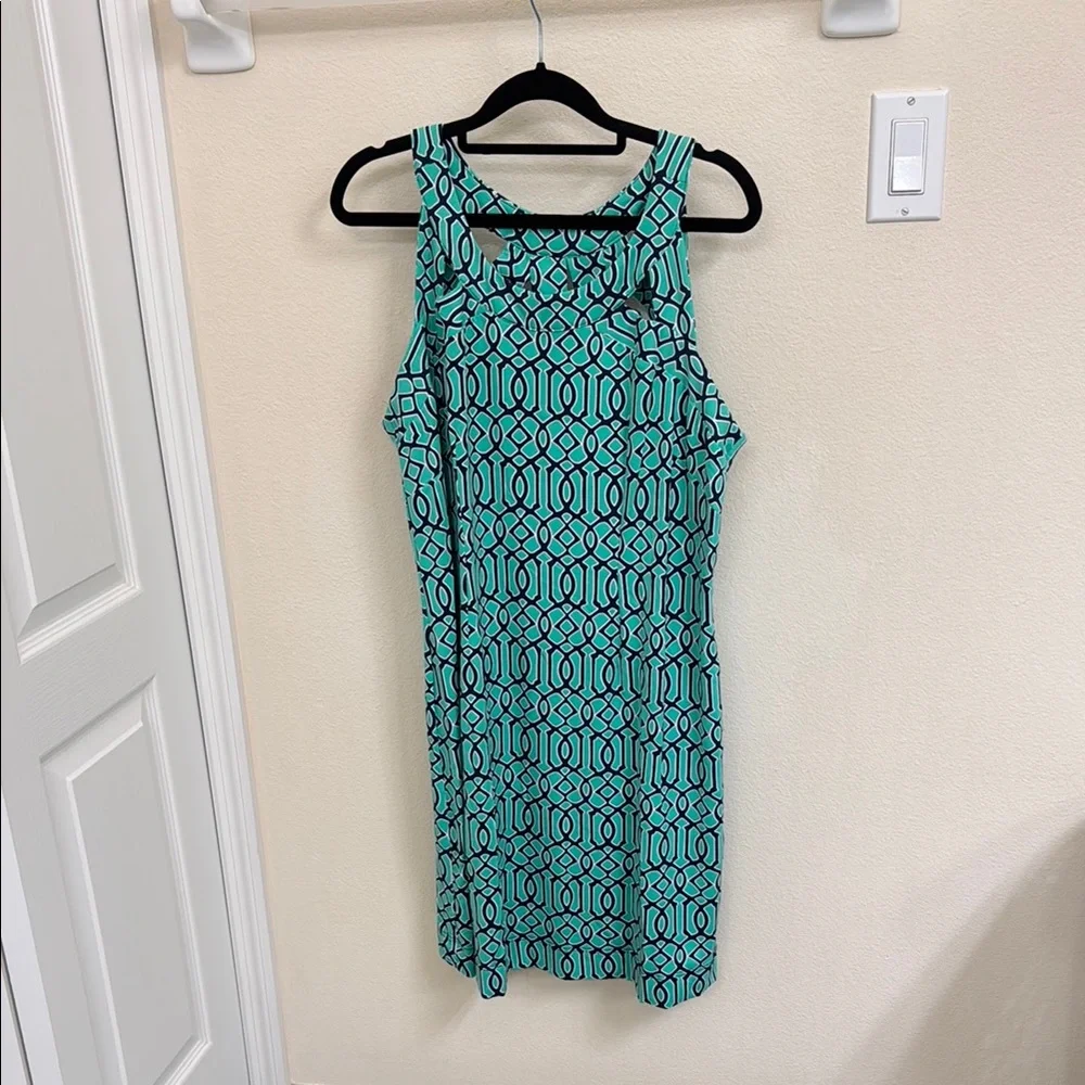 Lulu-B Blue and Green Sheath Midi Dress Halter Sleeveless - Picture 1 of 2